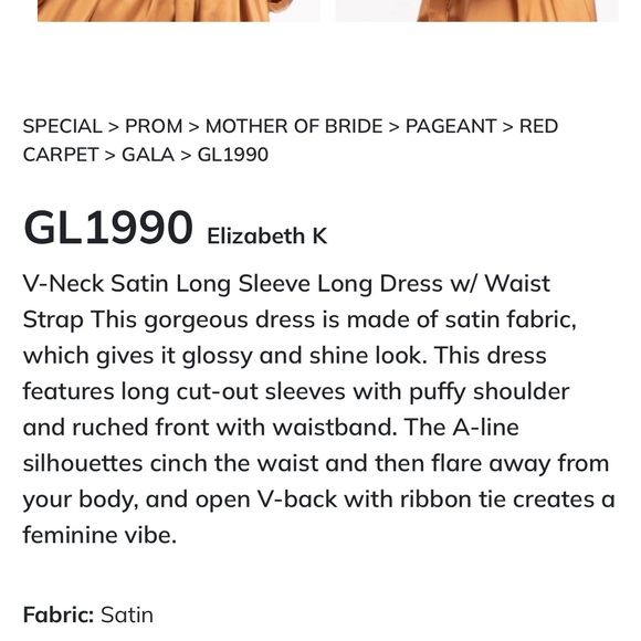 Elizabeth K by GLS long sleeve, floor length gorgeous navy blue gown - Picture 6 of 8